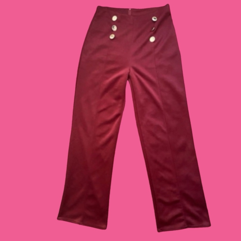 Women's High Waisted sailor Wide Leg Button-Down Pants